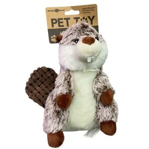 Beaver Dog Toy Metropawlin Pet 8 Inch Crinkle Corduroy Tail  Plush Squeaker